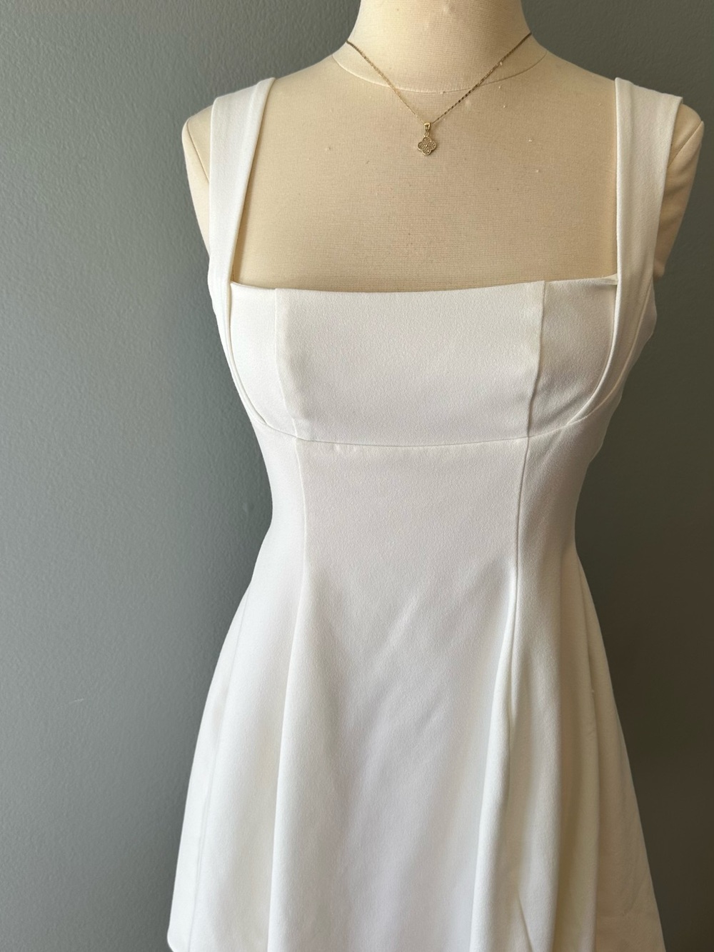Lucy in the Sky White Square Neck Mini Dress with Wide Straps
